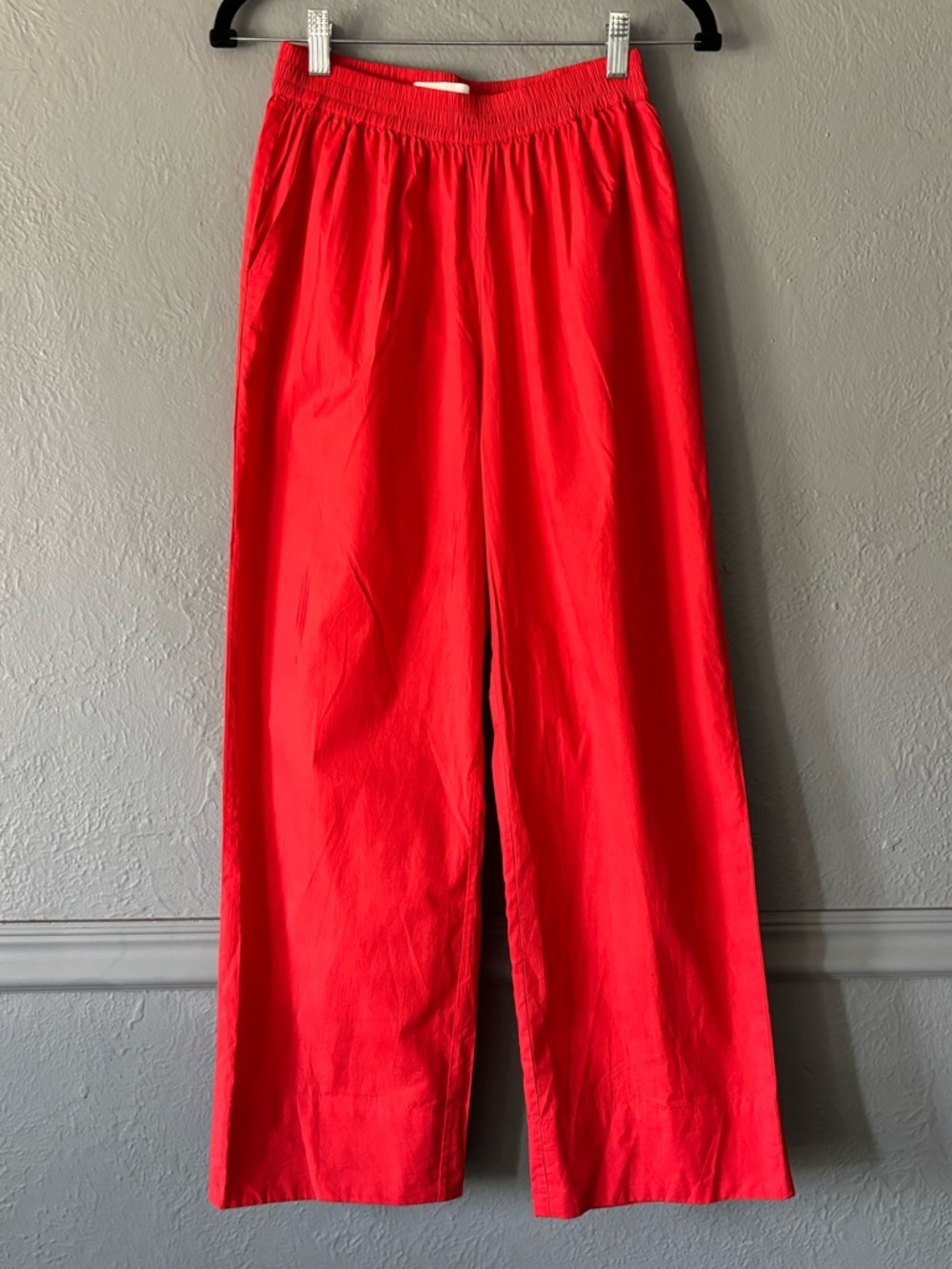 Skall Studio Jasmine Pants Organic Cotton Wide Leg Red Elastic Waist 36 US small